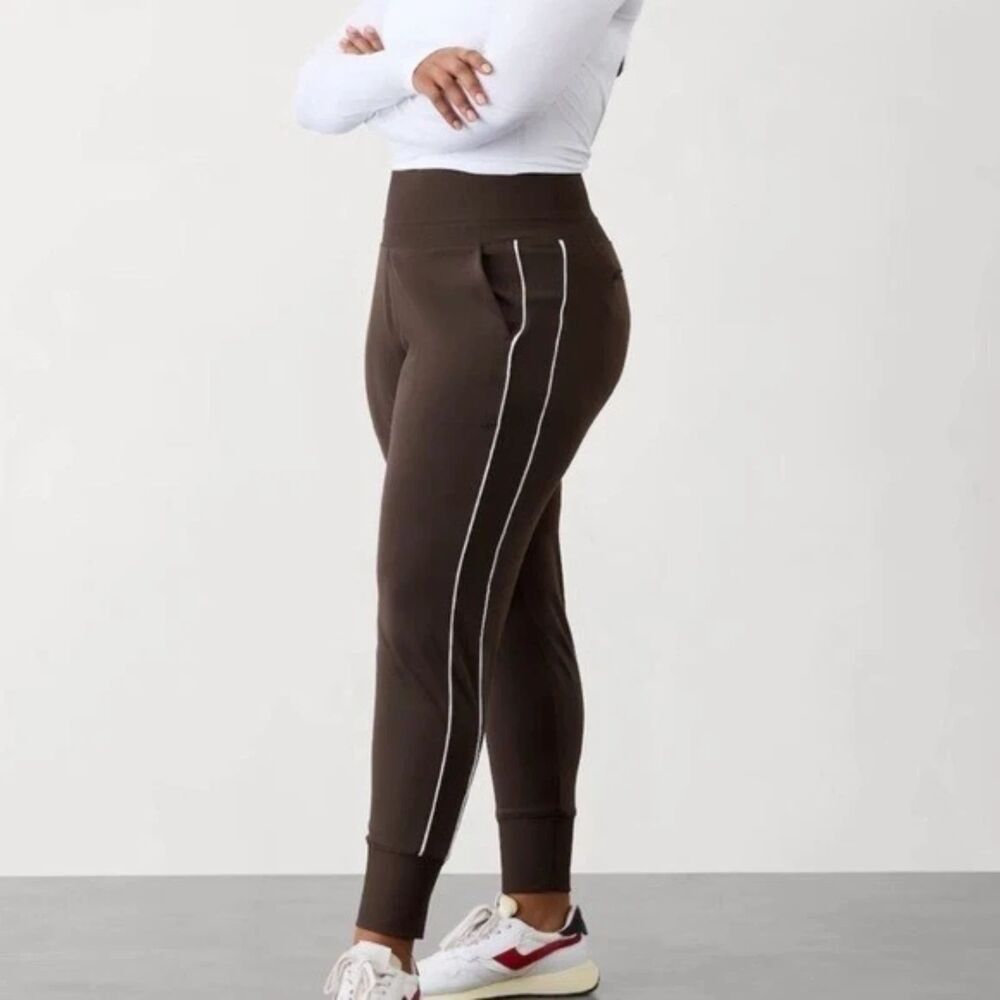 Athleta Venice High Rise Brown Track Stripe Jogger Pants